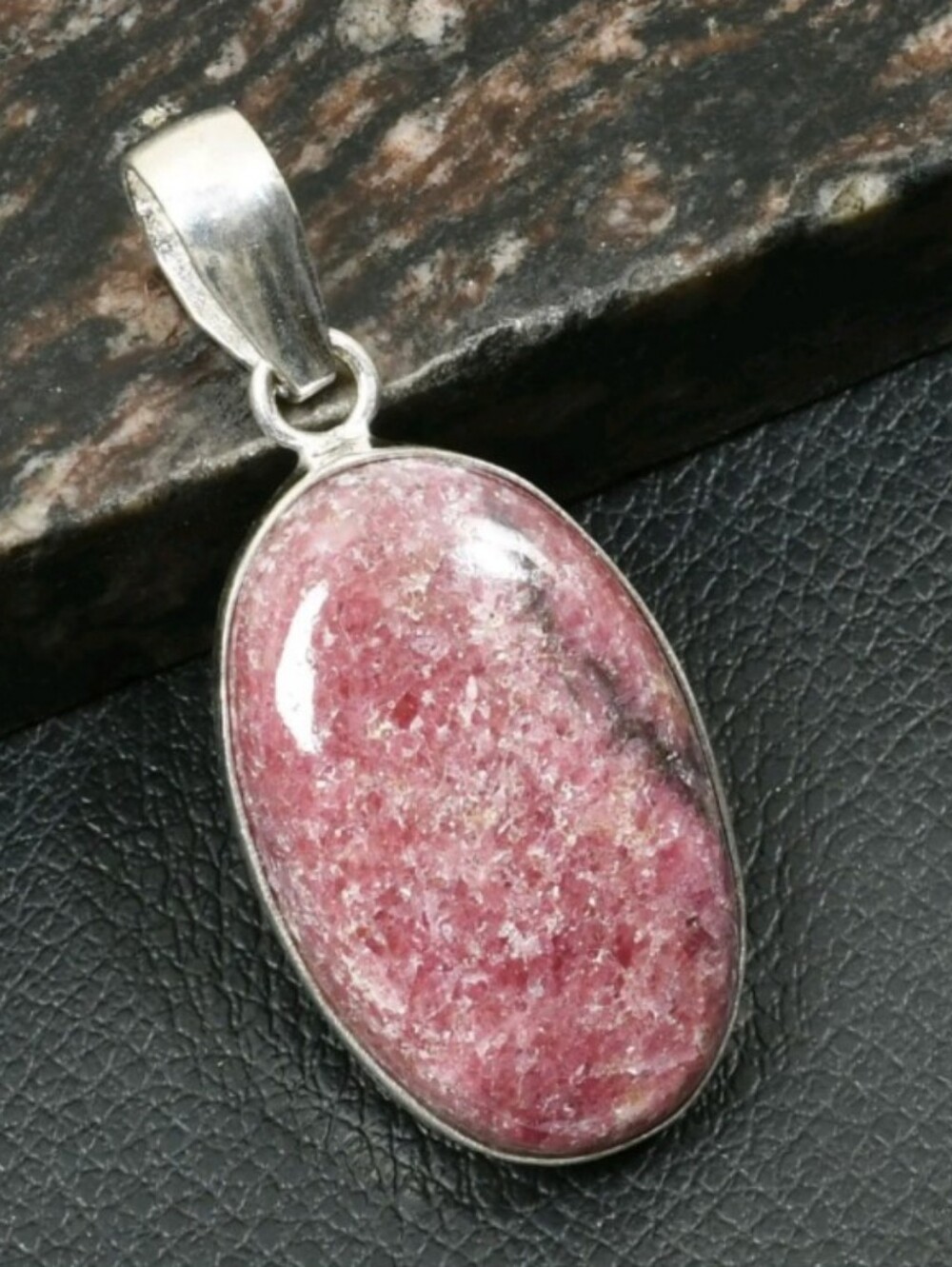 Rhodonite Gemstone Jewelry 925 Sterling Silver Handmade Pendant Necklace